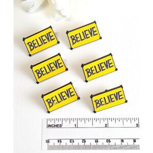 Believe Enamel Pin Yellow Sign AFC Richmond Soccer Coach Gift Badge Set of 6